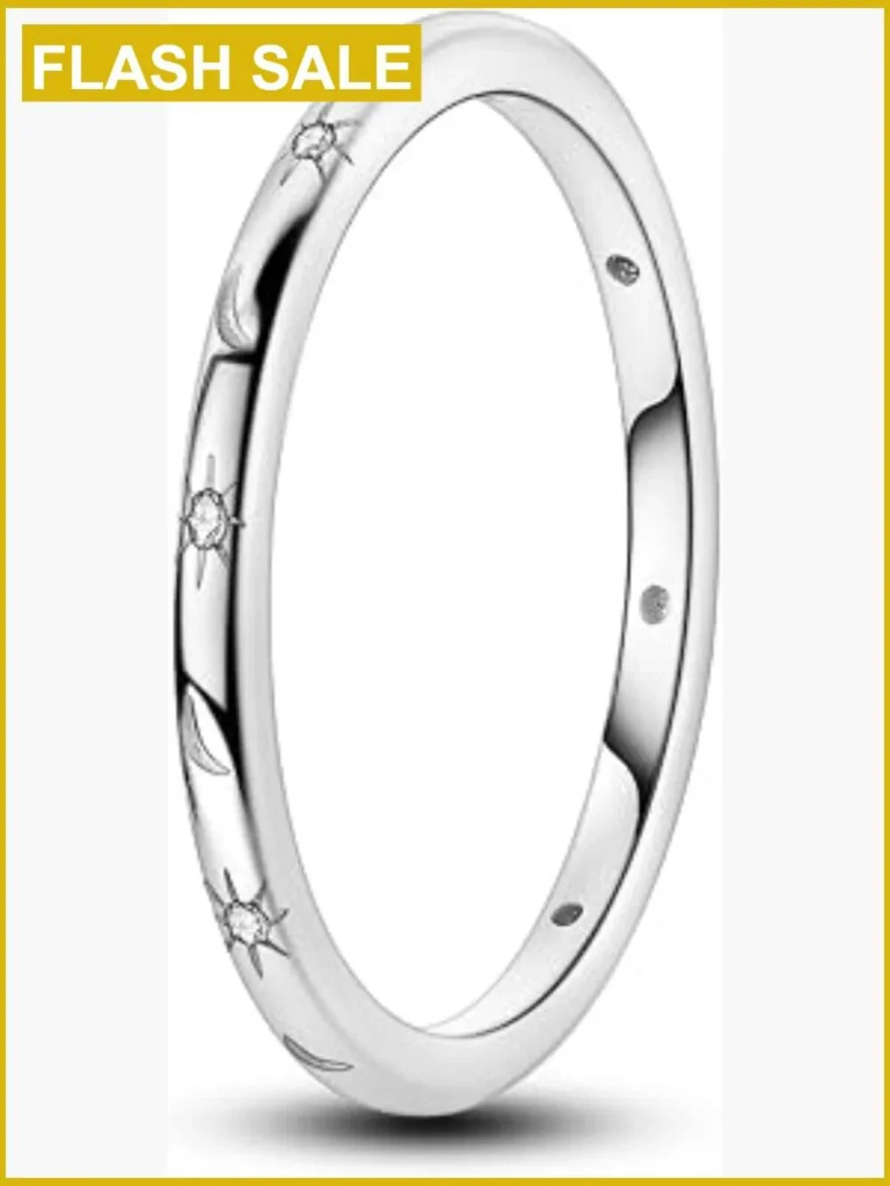 Stackable Eternity Ring Star Moon CZ 925 Sterling Silver Thin Band Rings for